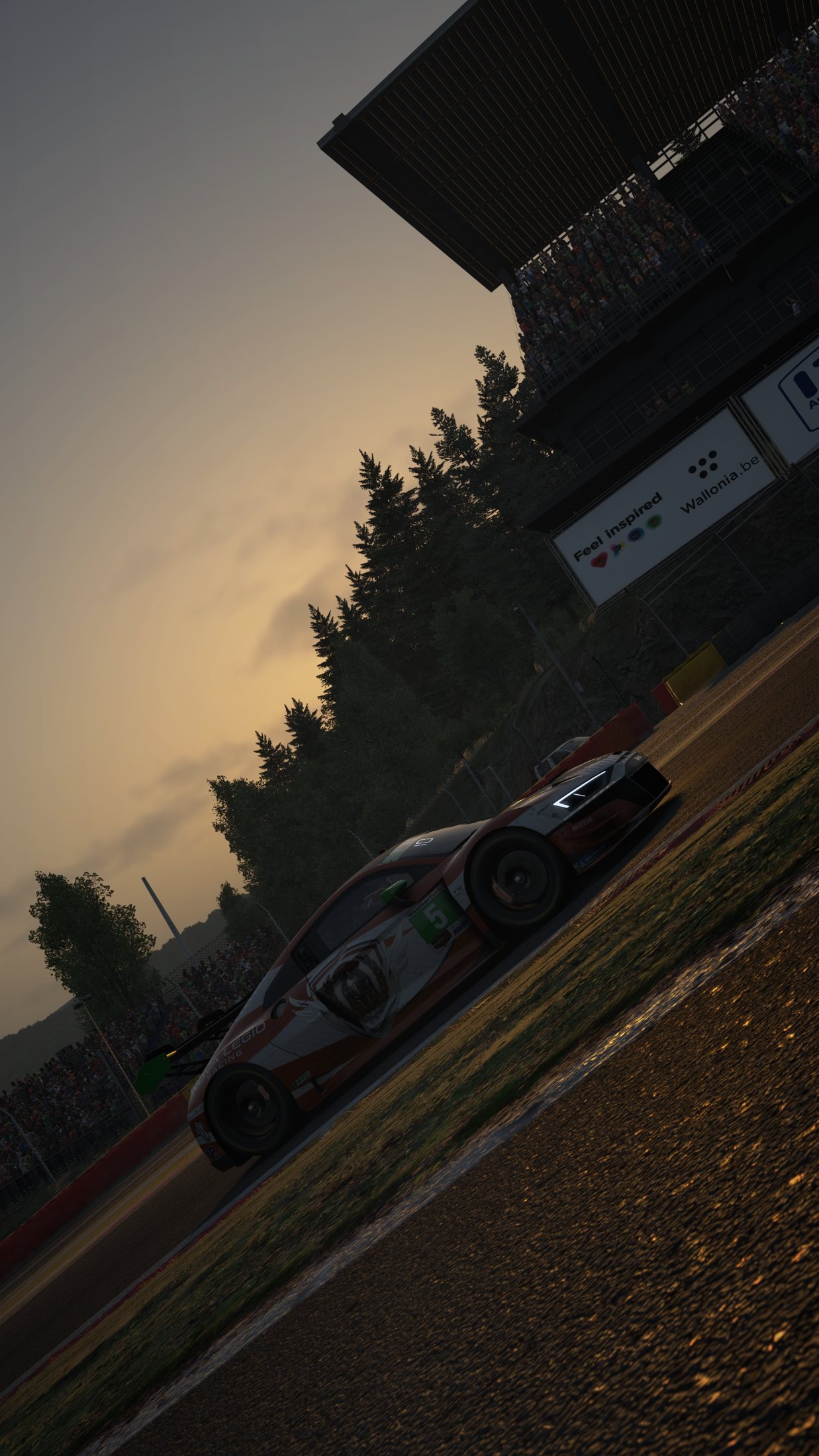 GT race car at Spa in the simulator